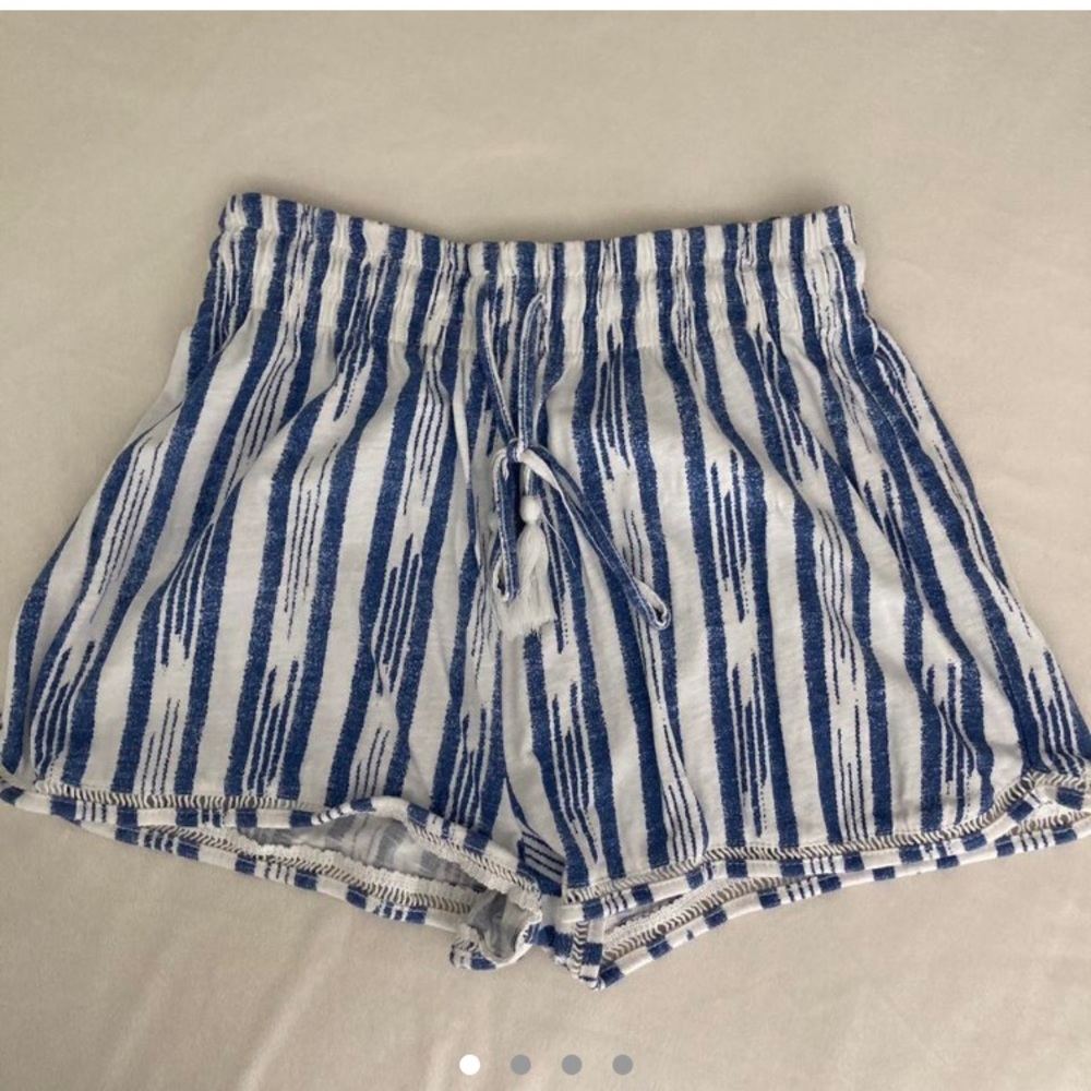 blue and white striped shorts